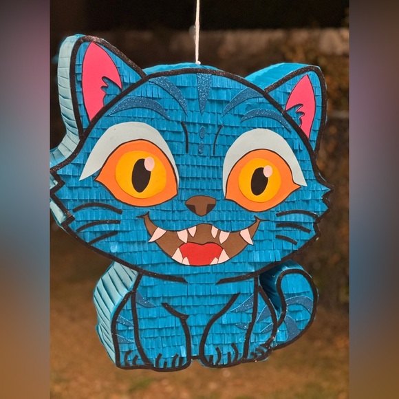 Vibrant Blue Cat Piñata for Parties - Picture 7 of 9